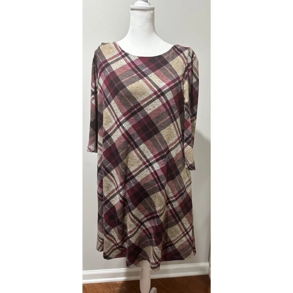 Jessica Howard Multi-Plaid A-Line Dress – Size L - Picture 1 of 3
